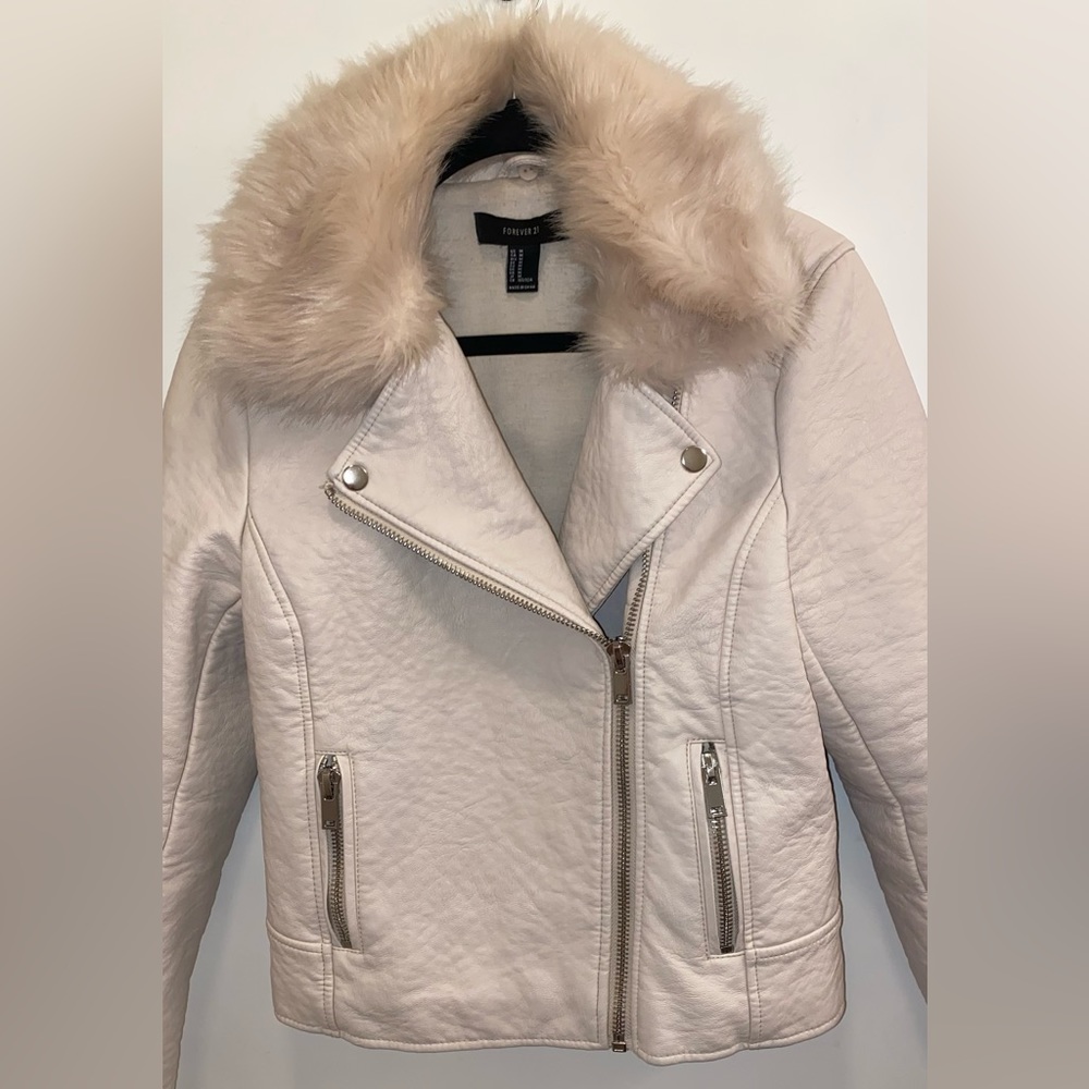 Beige Leather Jacket - Picture 4 of 4